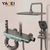 YF230530051 Modern Smart Solid Brass Bath & Shower Faucets High Quality Full Set Rain Shower Glass Gray Panel Polished-for Modern Bathrooms