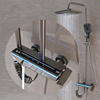 YF230530040 Starlight LED Digital Display Shower Faucet Set Gun Metal Grey Bathroom Mixer Soft Rain Massage Jet Ceramic Brushed Piano Key