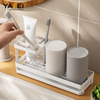 YF500200005 Bathroom Accessories Standing Fashion Bathroom Toothbrush Holder Carbon Steel Drainage Toothbrush Toothpaste Holder 