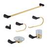 YF66107 6-Pieces Matte Black with gold Bathroom Hardware Accessories Set, Bath Towel Bar Set, Towel Racks for Bathroom Wall Mounted