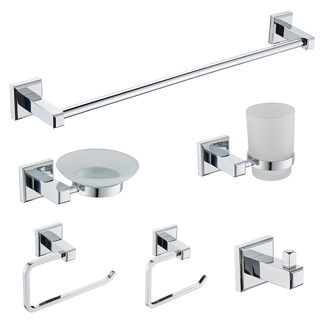 YF66108 Horký prodej moderní nerezové ocelové kartáčované koupelnové doplňky Set Wall Mount Chrome-Find Bath Hardware Home Hotel