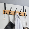 YF9312 Bamboo Over The Door Hooks 5 Hooks Door Hanger Sturdy Heavy Duty Coat Rack For Bag Coat Towel Hat Robes Scarves