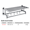 Stainless Steel Folding Removable Bath Towel Rack Towel Rack Bathroom Storage Shelf Towel Rack with 5 Hooks