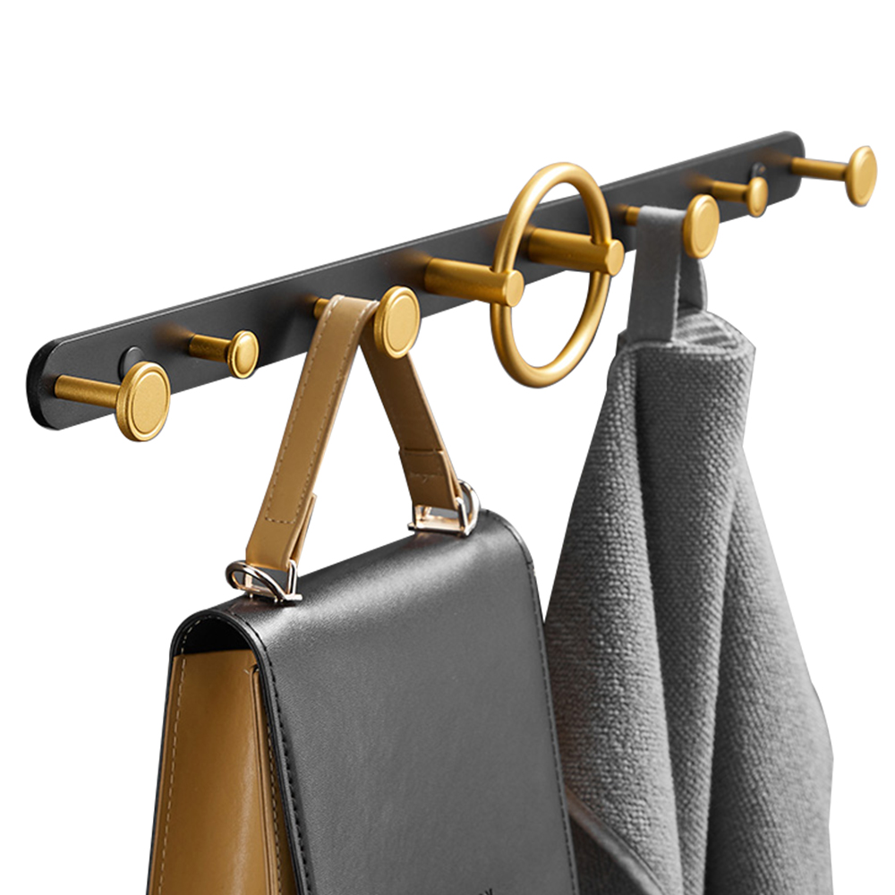 YF9125 Decorative Hanging Hooks Wall Mounted Hook Rail Coat Rack Black and Gold Robe hooks