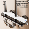 YF230530011 Exposed Shower System with Tub Spout, Matte Black Exposed Pipe Shower Faucet with 3 Functions Brass Shower Valve