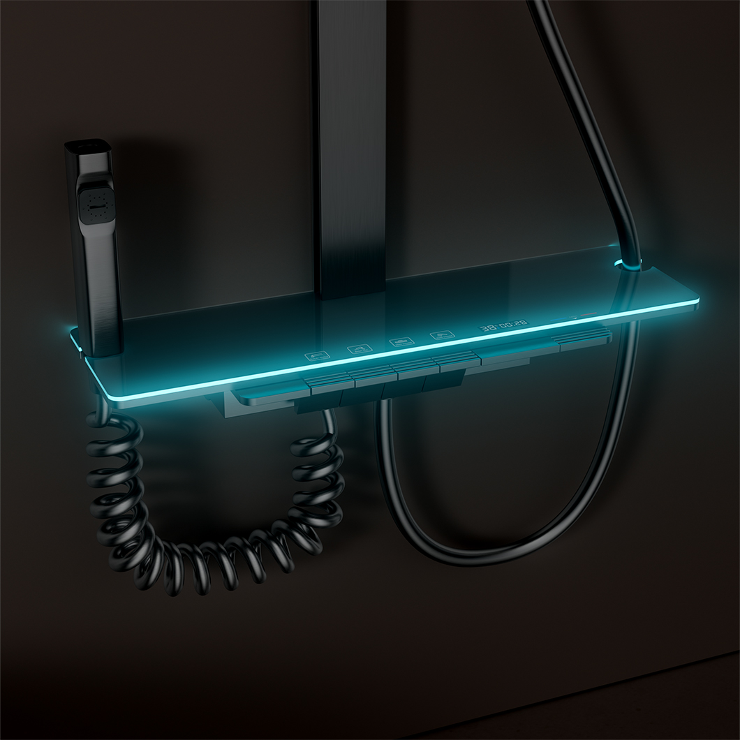 Matte Black Piano Key Ambient Shower Set