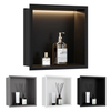 YF61119-1 Shower Niche with LED Light Matte Black No Tile Needed Wall Niche with 3000K Non-Dimmable LED Light