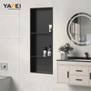 YF61134 Matte Black No Tile Needed Wall Niche Recessed Shower Shelf for Bathroom Storage Built-in Installation