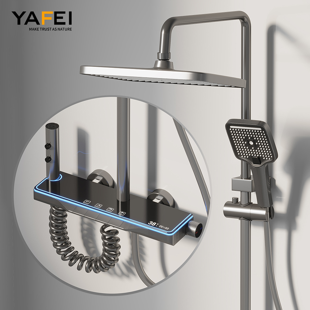 Gray LED Ambient Thermostatic Shower System