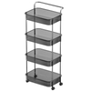 YF500200016 Large Capacity Practical Bathroom Kitchen Tool Storage Plastic Rolling Cart Gray 4 Tier Rolling Cart