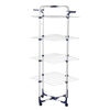 YF7154 3-Tier Collapsible Laundry Rack Stand Garment Drying Station with Wheels and 4 Hooks Indoor-Outdoor Use for Bed Linen Clothing Socks