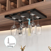 YF67104 Black Metal Wine Glass Hanging Rack Wine Glass Holder Under Shelf or Cabinet, Glassware Drying Hanger, Metal Hanging Organizer for Bar Restaurant
