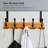 YF9312 Bamboo Over The Door Hooks 5 Hooks Door Hanger Sturdy Heavy Duty Coat Rack For Bag Coat Towel Hat Robes Scarves