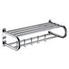 Stainless Steel Folding Removable Bath Towel Rack Towel Rack Bathroom Storage Shelf Towel Rack with 5 Hooks