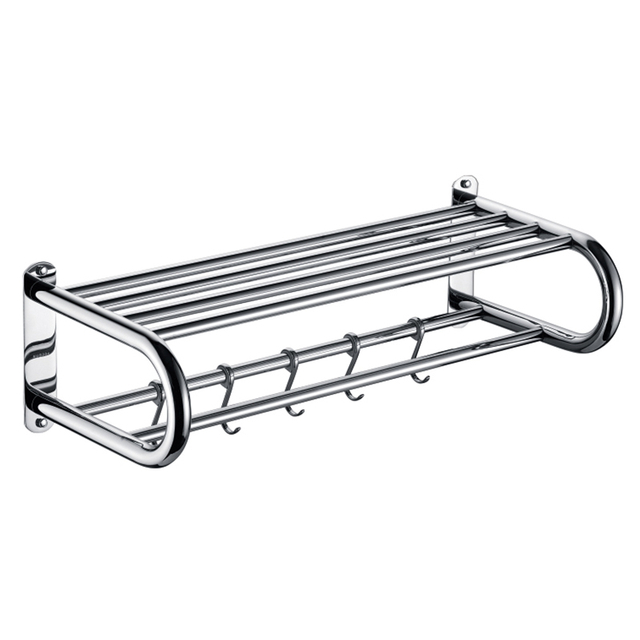 Stainless Steel Folding Removable Bath Towel Rack Towel Rack Bathroom Storage Shelf Towel Rack with 5 Hooks