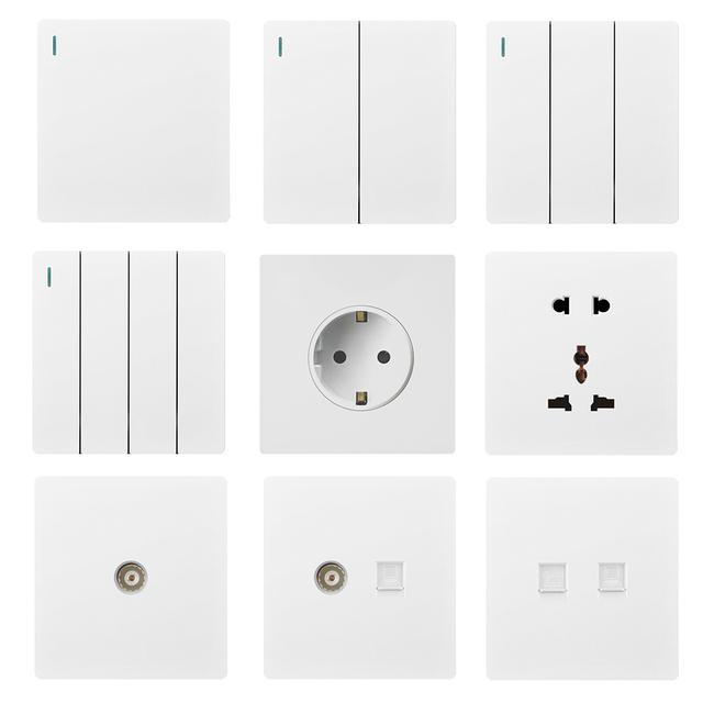 YF310100004-white Light Switch 13Amp Power Electrical 3 Pin Universal UK Standard Wall Socket 