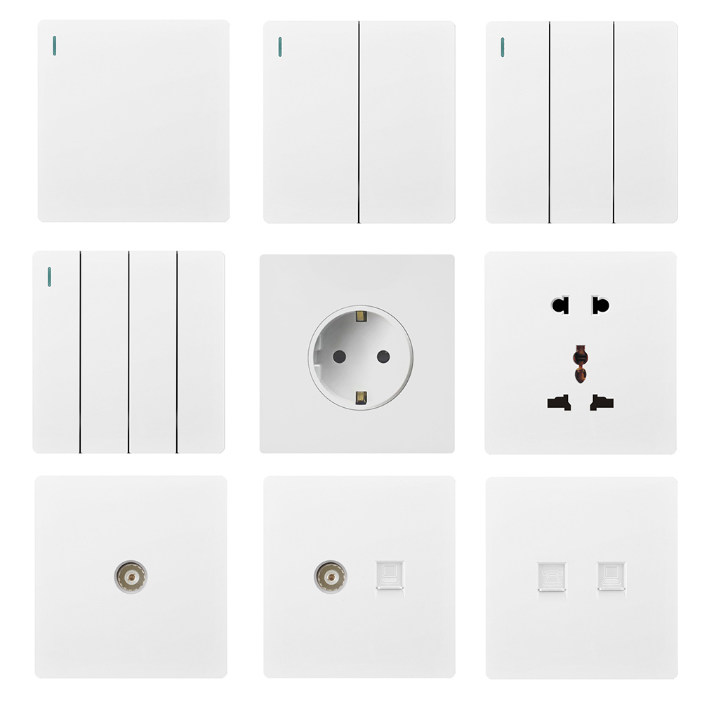 YF310100004-white Light Switch 13Amp Power Electrical 3 Pin Universal UK Standard Wall Socket 