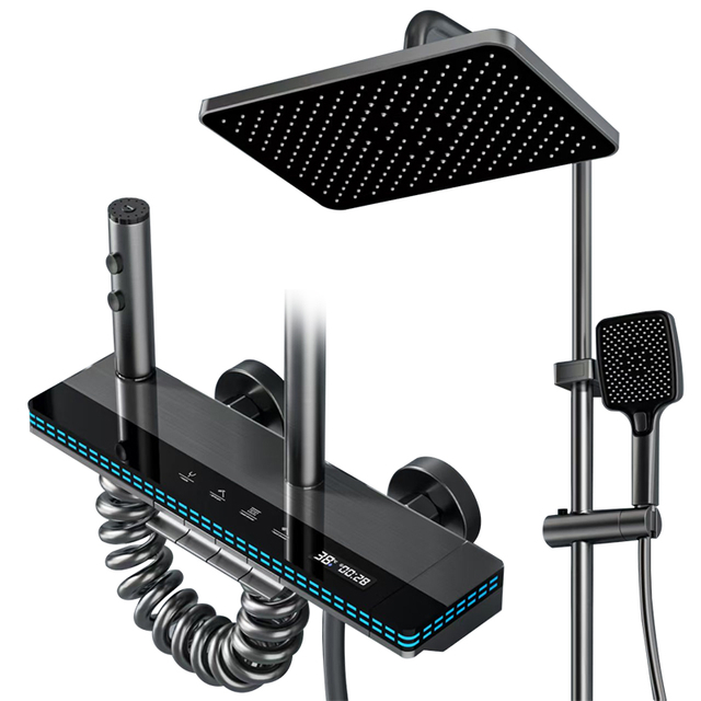 YF230530003/4/5 Exposed Shower Systems With Rain Shower And Handheld,Tub Shower Faucet Sets With Digital Temperature Display
