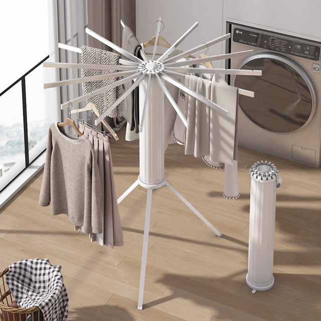 YF7126 Space-saver Tripod Clothes Drying Rack Amish Drying Rack Has 16 Arms And 32 Feet of Hanging Space