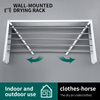 YF7107 Wall-mounted extendable clothes drying rack Collapsible Drying Rack Clothing Wall Mount with 2 Towel Handles and Wall Template for Indoor Outdoor Hanging Clothes