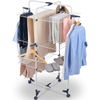 YF7154 3-Tier Collapsible Laundry Rack Stand Garment Drying Station with Wheels and 4 Hooks Indoor-Outdoor Use for Bed Linen Clothing Socks