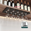 YF67104 Black Metal Wine Glass Hanging Rack Wine Glass Holder Under Shelf or Cabinet, Glassware Drying Hanger, Metal Hanging Organizer for Bar Restaurant