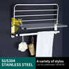 YF210910010 Bathroom Towel Rack with Towel Bar And Hooks 23.6 in Foldable Towel Shelf Wall Mounted Lavatory Towel Organizer 