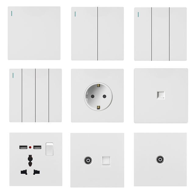 YF310100001 1 gang 1 way switch USB Charging 4A 13A Universal Power Socket 3 Pin Electrical Outlet wall socket with 2 usb port