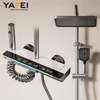 YF230530007 Aluminum LED Shower Mixer Set Digital Display Rainfall Shower System 4 Functions Bathroom Shower Faucet Set