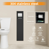 YF61130 Stainless Steel Black Recessed Toilet Paper Holder with Concealed Brush Storage for Bathroom Use