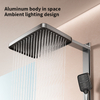 YF230530024 ‎aluminum Shower System Thermostatic Matte Black Shower Faucet Set with Piano Key Digital Display Ambient Lights 12