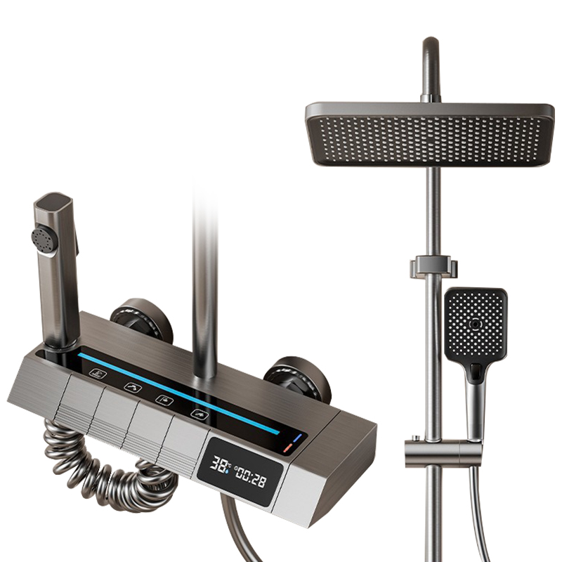 YF230530014 15 16 Wall-Mounted Light Bathroom Brass Bathtub Rain Shower Faucet Brass Bath Luxury Led Digital Shower System