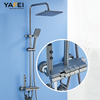 YF230530029 High-Speed Aluminum Rotary Switch Bath Water Mixer Wall-Mounted Rainfall Piano Key Shower Head Set with Soft & Jet Spray Pattern