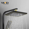 YF210530002 Wall Mounted Multi Function Button Black Bathroom Shower Set black with gold color shower set