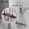YF230530042 LED Waterfall Shower System Black Thermostatic Rain Shower Faucet Set Soft Massage Bathroom Bath Shower Faucets