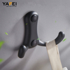 YF9507 Bathroom Hooks 2 in. Black Wall Mount Double Hooks for Hanging Robe, Towel, Hat, with Mounting Hardware