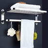 YF210910010 Bathroom Towel Rack with Towel Bar And Hooks 23.6 in Foldable Towel Shelf Wall Mounted Lavatory Towel Organizer 