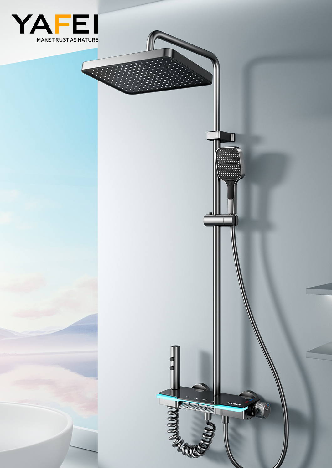 Ceramic Valve Pressurized Intelligent Shower Faucet