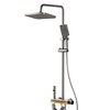 YF230530010 White Space Aluminum LED Thermostatic Shower Set, Water Powered Color Changing Rainfall and Handheld Shower Combo