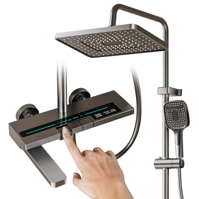 YF230530009 Space Aluminum Alloy Shower Set with Intelligent Hot and Cold Shower Set for Bathroom