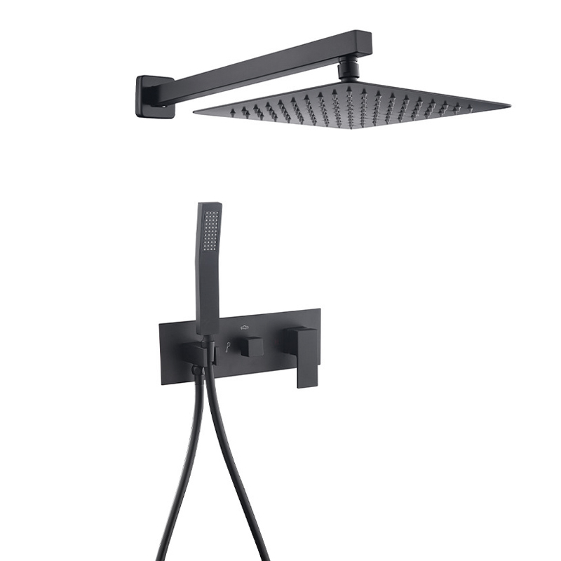 YF200560003 Matte Black 13-Inch Rainfall Shower System - Premium Shower Head & Handheld Sprayer