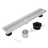 YF41107 Linear Shower Drain with Quadrato Pattern Grate,Brushed 304 Stainless Steel Rectangle Shower Floor Drain