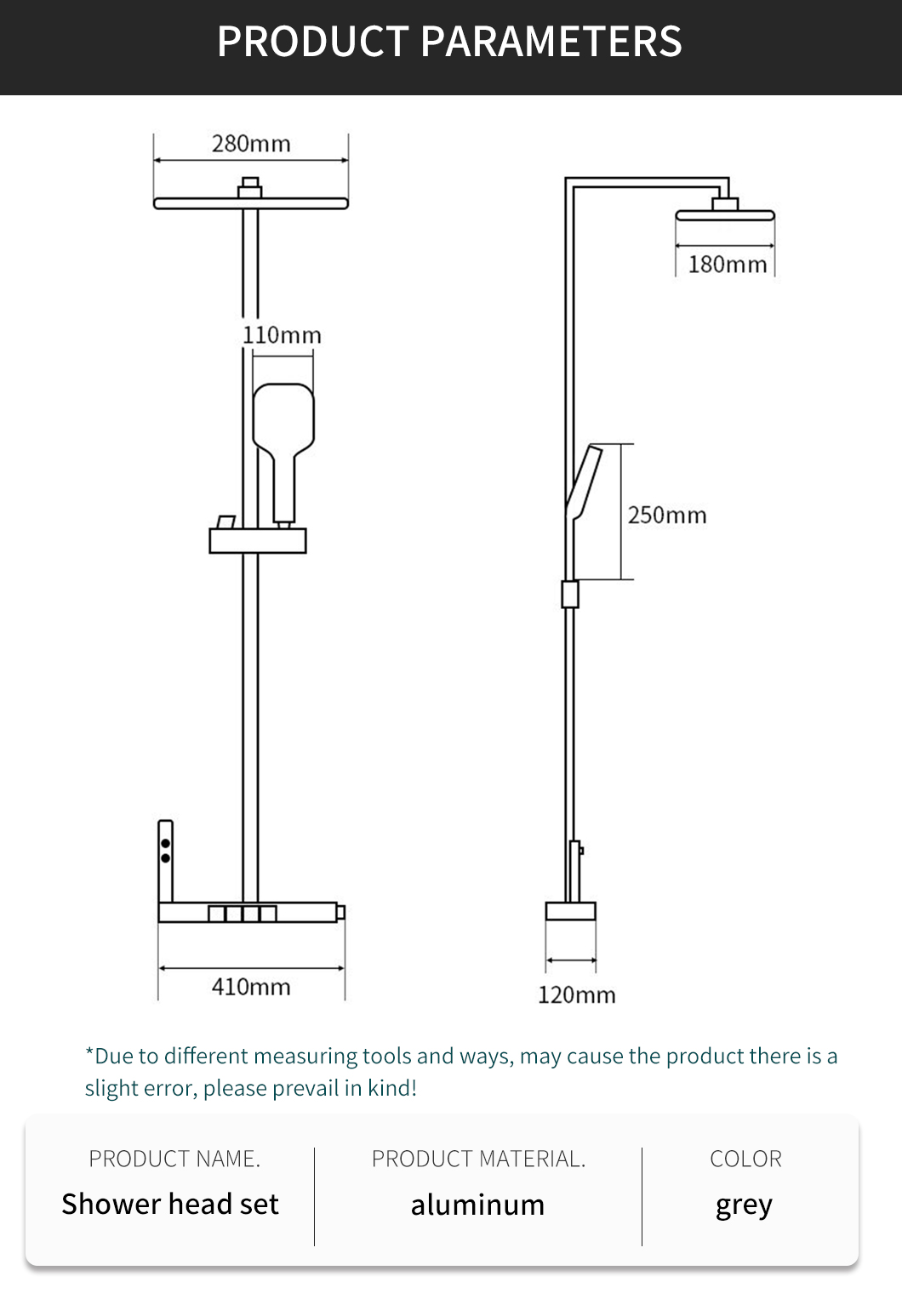 Digital Thermostatic Piano-Key Shower Mixer Set Bathroom