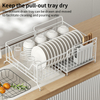 YF500100005 Expandable Stainless Steel Dish Rack with Drainboard Set Kitchen Sink Organizer for Counter Large Capacity Kitchen Accessories with 360° Swivel Spout