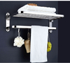 YF210910010 Bathroom Towel Rack with Towel Bar And Hooks 23.6 in Foldable Towel Shelf Wall Mounted Lavatory Towel Organizer 