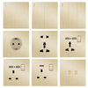 YF310100002-GD luxury high quality modern golden wall schuko plugs sockets and switches