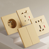 YF310100001-gold Outlet Electrical UK Standard Push Button wall socket with 2 usb port gold color