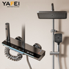 YF230530007 Aluminum LED Shower Mixer Set Digital Display Rainfall Shower System 4 Functions Bathroom Shower Faucet Set