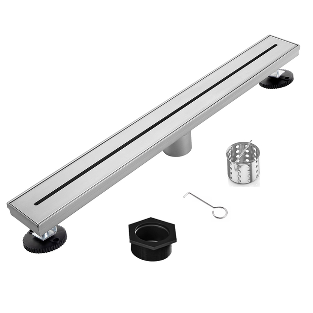 YF41110 Stainless Steel Linear Floor Drain Modern Style Bathroom Slim Shower Channel with Strainer for Bathtub Application