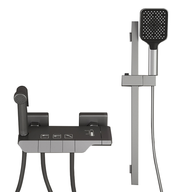 YF 200550005 Bathroom Shower Faucet Rain Rainfall Bathtub Mixer Piano Black Square Shower System Set